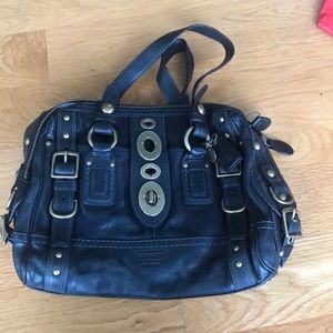NWOT Black leather Coach bag
